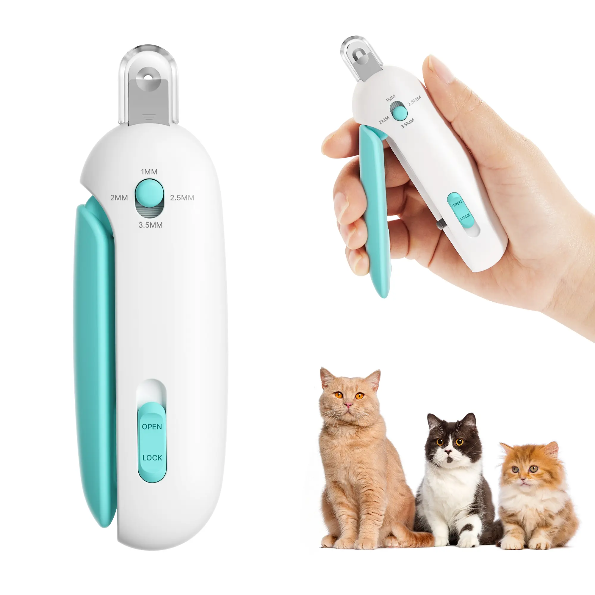 Potaroma Cat Nail Clipper with 4-Size Adjustable Trimming Hole & Hidden Nail File | Safe Toenail Trimmer for Kittens & Indoor Cats | Anti-Splash Claw Cutter for Pet Grooming (Blue) #backtoschool