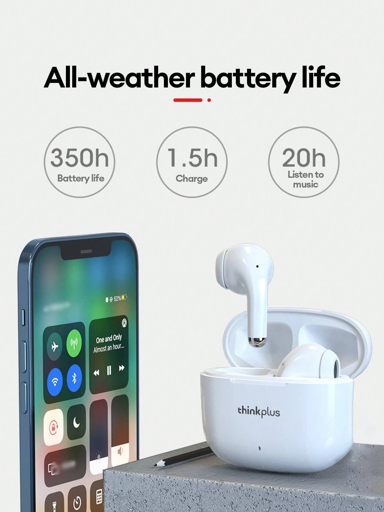 Lenovo LP40 Pro In-Ear Wireless Headphones with Bluetooth 5.1, Master-Slave Switching, High-Resolution Audio, Noise-Free Clarity, Comfortable Fit, Electronic Headset Earbuds for Music & Phone Calls