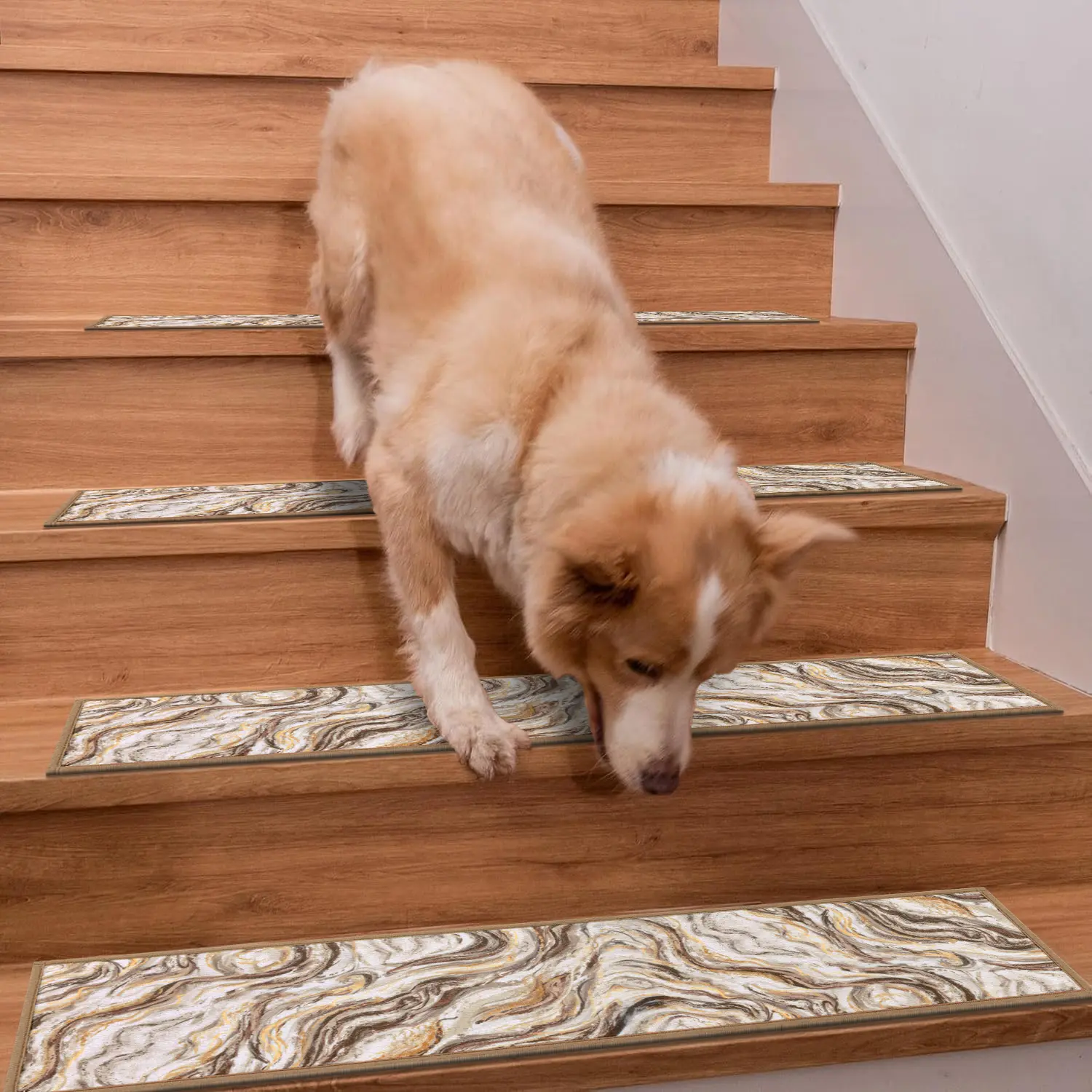 LOKHOM Peel-and-Stick Non-Skid Carpet Stair Treads (15 Pack, 8"x30") - Safety-Focused Mats for Indoor Wooden Stairs, Reusable Machine-Washable Soft Rugs for Kids, Non Skid Mats, Indoor Stairs
