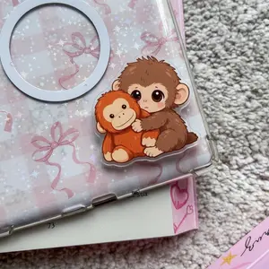 Cute Baby Monkey Hug MagSafe Phone Grip – Magnetic Pop Socket & Kickstand – Adorable Gift for Her