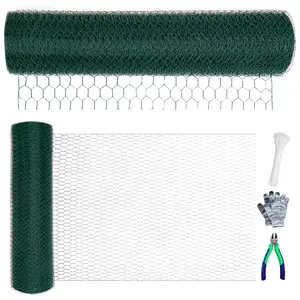 Chicken Wire,16in*13FT, Comes with pliers and gloves ，Green, Hexagonal Mesh, Galvanized Metal Poultry Wire Netting for Crafts, Poultry, Garden