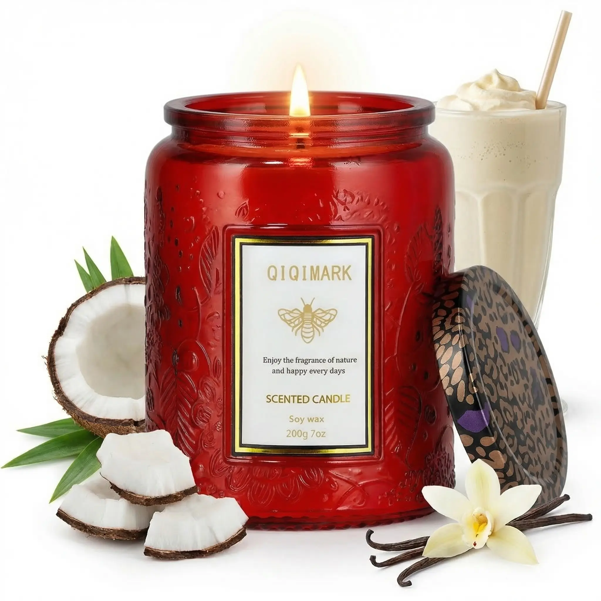 Single Wood & Glass Jar Candle, Large Decorative Wicked Candle, 40-Hour Long Burning, Ideal for Home Decoration, Perfect Gift for Women