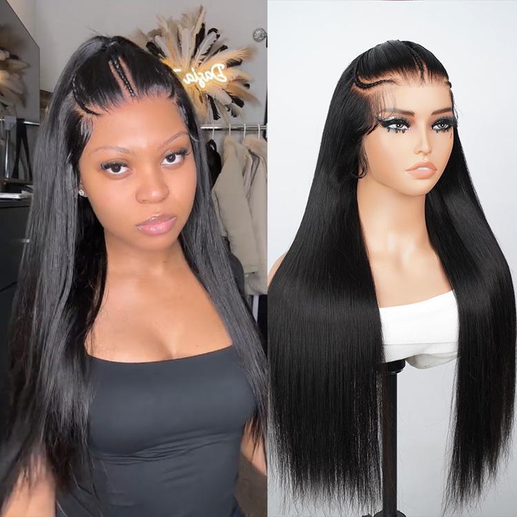 [LIVE SUPER DEAL] West Kiss Pre Braided Glueless 13x4 Lace Frontal Wig Highlight Straright Hair Human Hair Wig Pre Plucked Pre Everything Wig