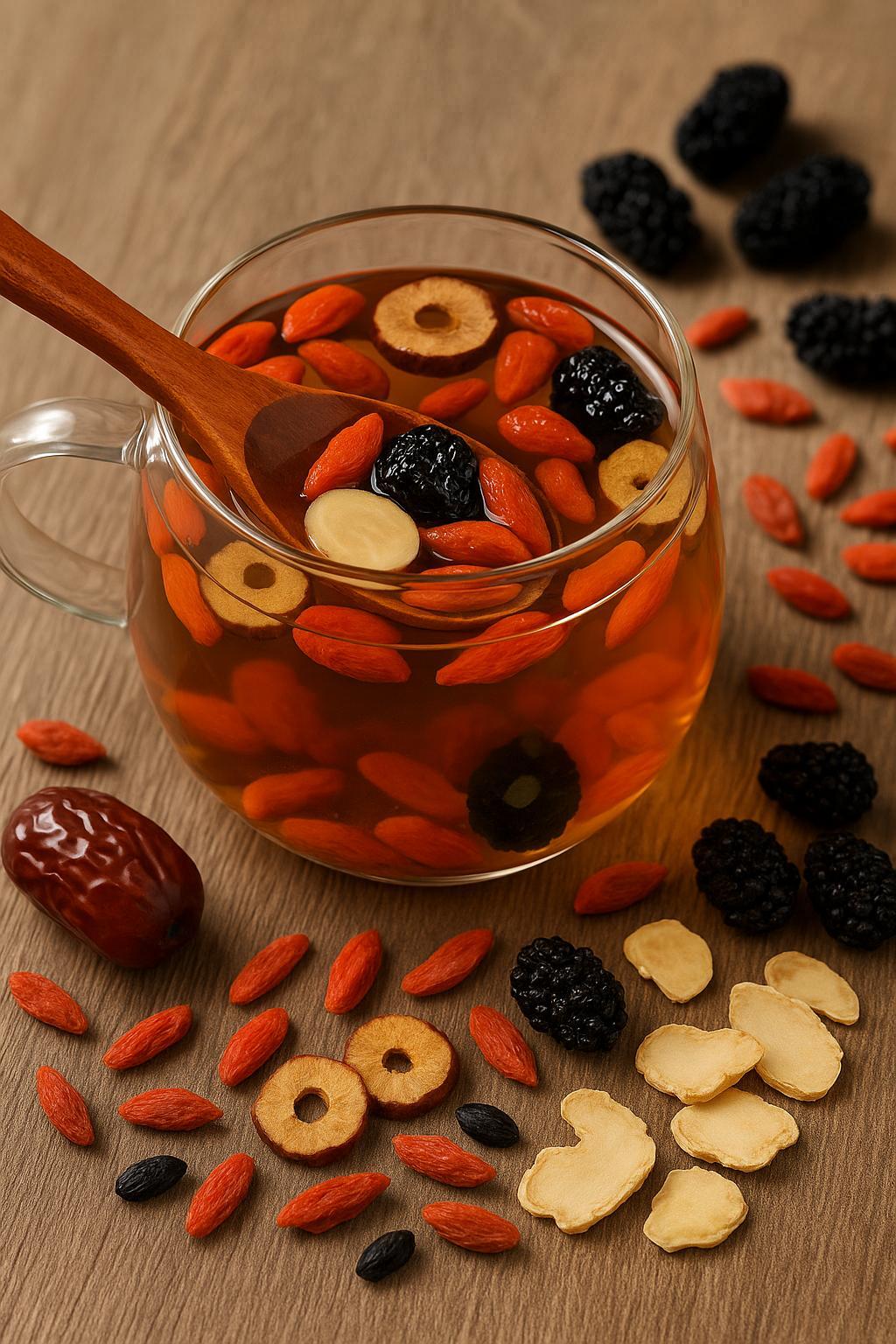 Kidney Tea Formula Ginseng Five Treasure Tea Combination Scented Tea Red  Date Wolfberry Tea Men's and Women Tea Health Dried Fruit Beverage Loaded Tea Packets   Natural, Christmas gift,Recommend to a friend-TikTokShopBlackFriday