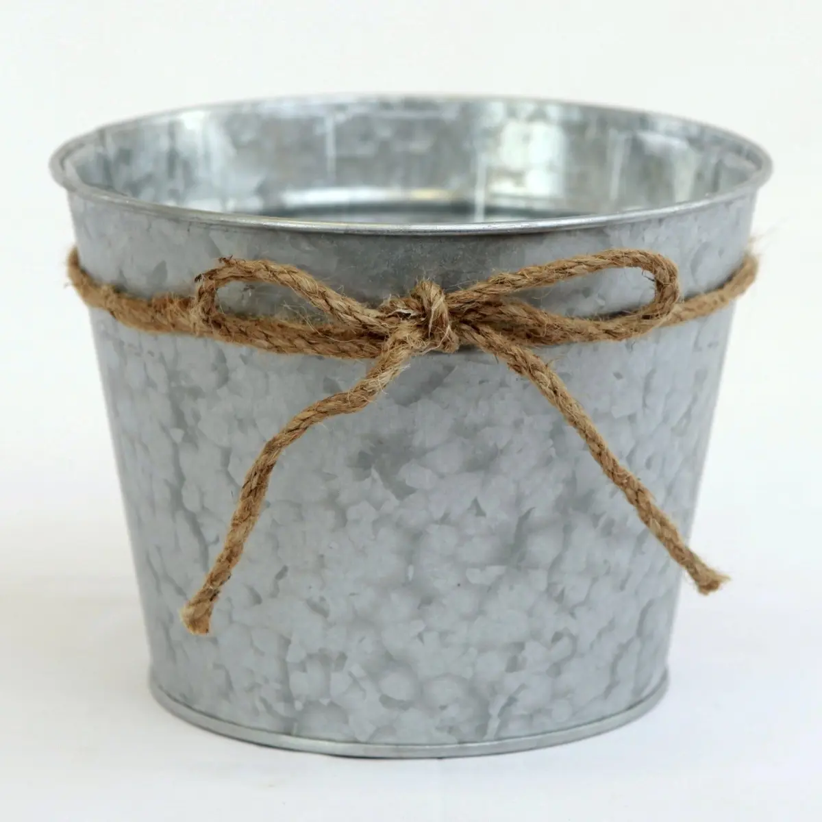 AI-GA3510-988-Q01 Silver with Rope Bow Bucket Planter