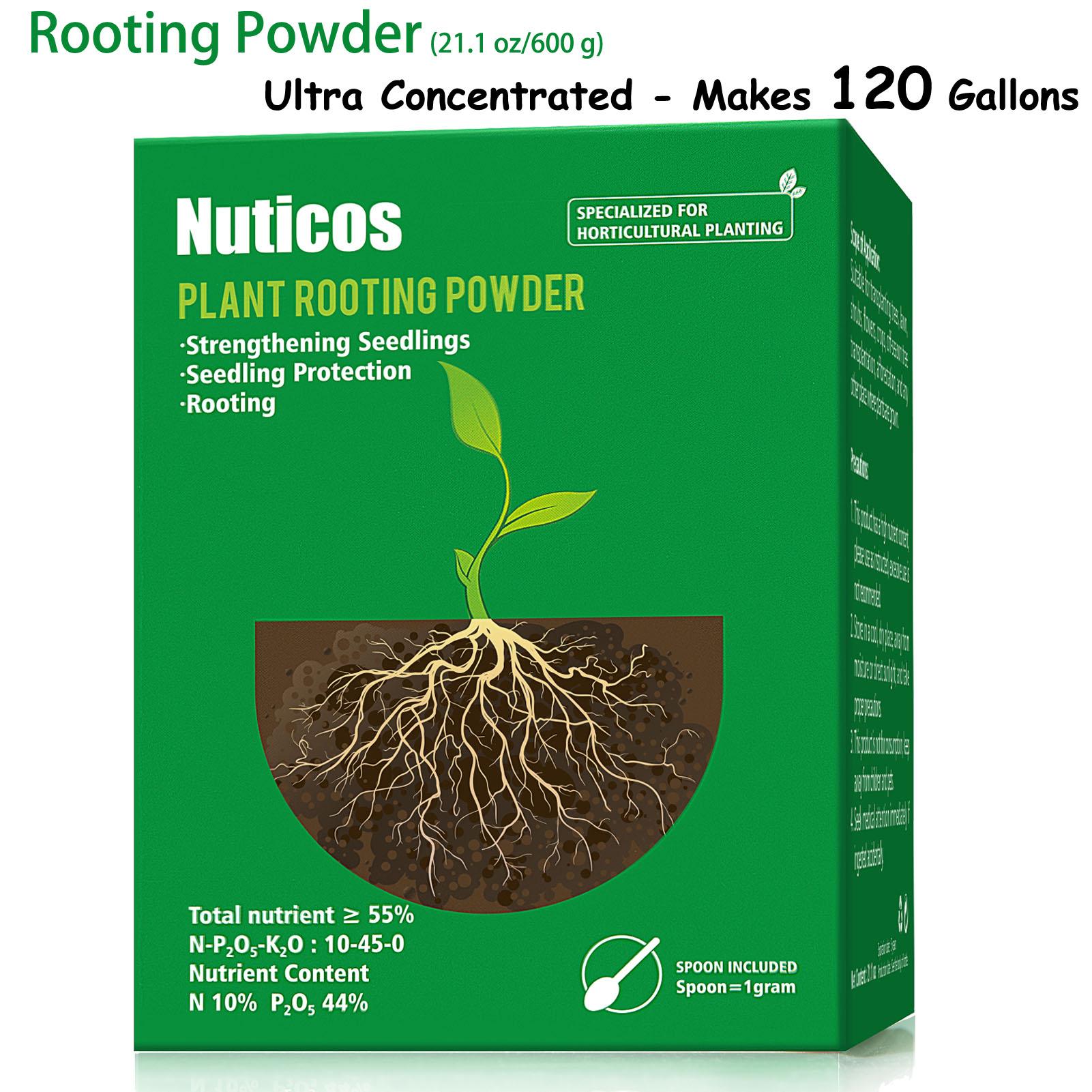 Nuticos Rooting Powder , Rooting Hormone for Plant Cuttings and Strong Roots, Ultra Concentrated - Yields 50 Gallons plant fertilizer