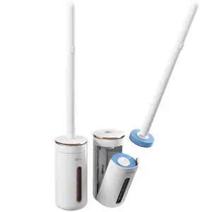 Disposable Toilet Brush, Toilet Bowl Cleaning System with 24 Count Wand Refill, Clean Brush Starter Kit with 1 Toilet Wand, 1 Storage Caddy and 1 Fragrant Tablet (1 + 24)