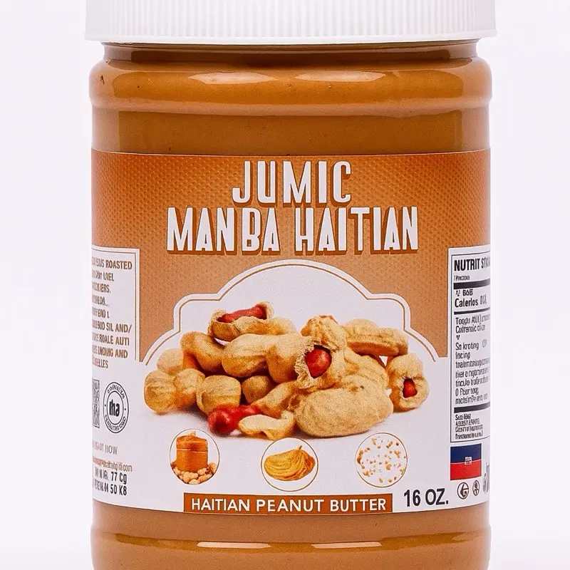 JUMIC Manba Haitian Spicy Peanut Butter 16 oz Sugar Added Authentic Flavor for Snacks and Meals