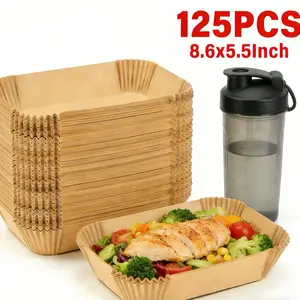 No More Scrubbing!125PCS Disposable Rectangular Air Fryer Liners, Non-Stick Oil-Proof Paper, Time-Saving Gadget for Lazy Cooks & Busy Professionals Bakeware Kitchen Kitchenware Vegetable Parchmentpaper Sheet Sheet Pan Baking Supplies Basket Liners