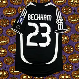 2006 2007Soccer Jersey/Fans Version/Awaykit/Beckham #23/Black/ShortSleeves