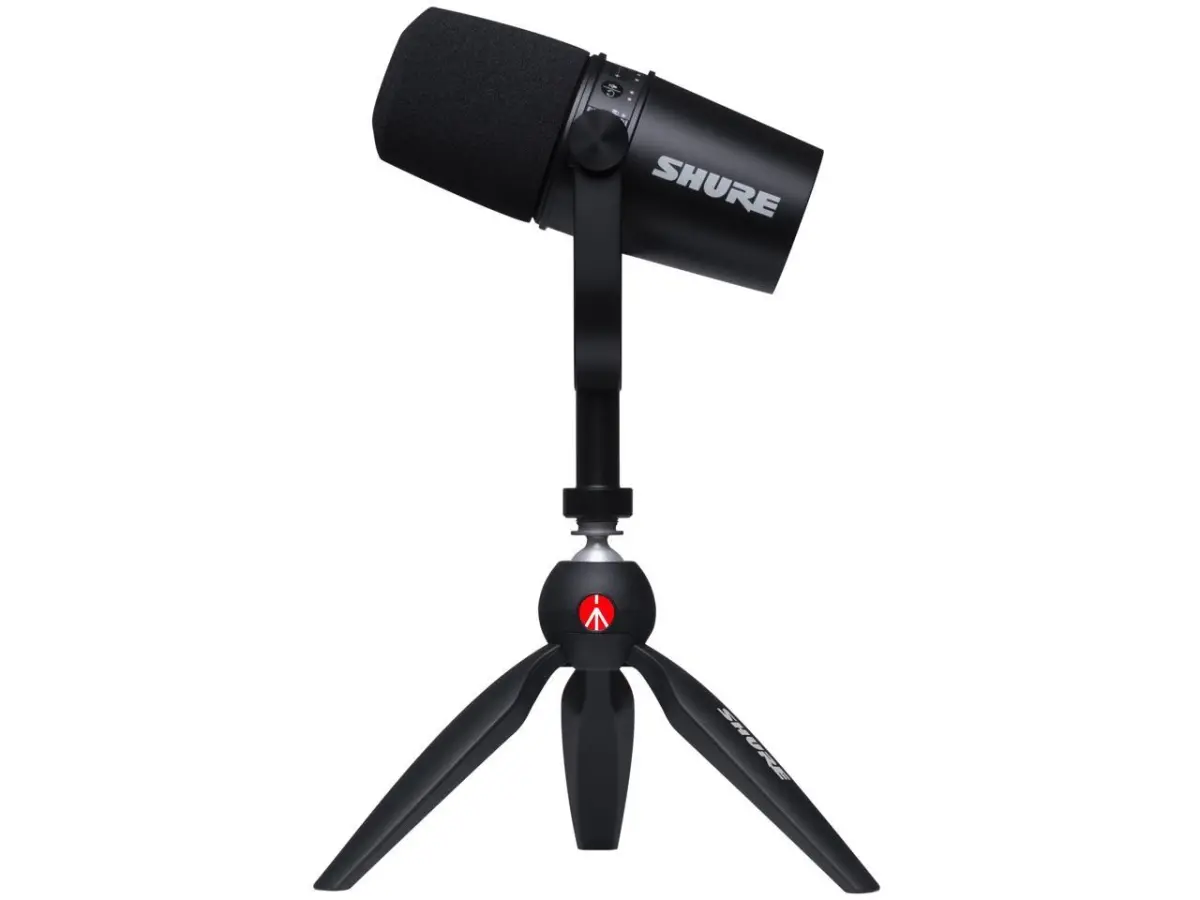 Shure MV7-K-BNDL MV7 USB Microphone with Manfrotto Pixi Mini Tripod Bundle