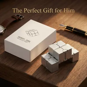 Aluminum Infinity Cube Fidget Toy for Stress Relief & Focus Smooth Folding Sensory Toy Office Desk Gadget Gift