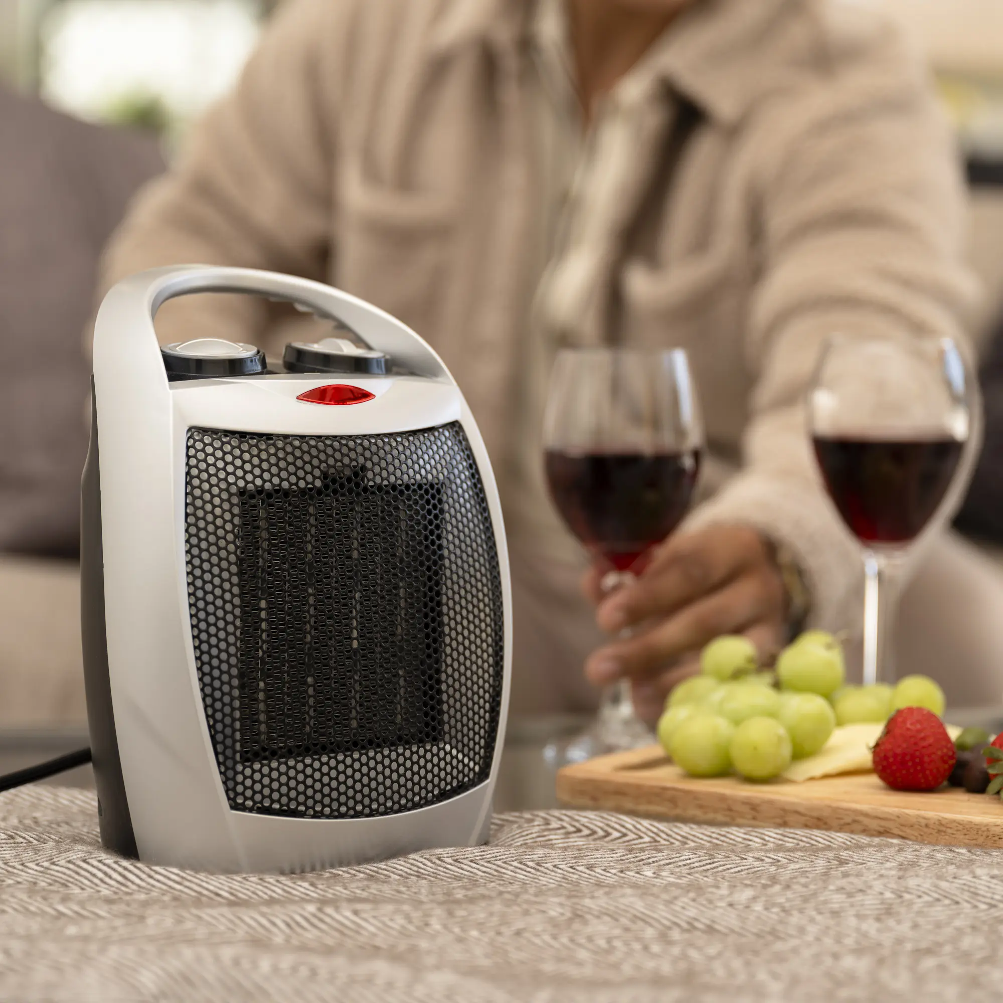 R.W.FLAME/Kismile Portable Ceramic Space Heater with Adjustable Thermostat, 750W/1500W, Three Heating Modes, Fan-Only, ETL-Certified, 6.2"x4.74"x8.4" Compact Design,  Home Appliances