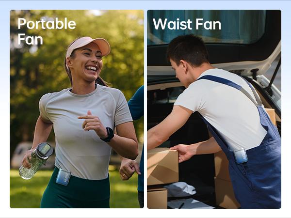 JISULIFE Neck Fan Life5 100-Speed Turbo Portable Pocket Fan 16H Cooling 4500mAh Wearable Waist Fan with LED Display Ultra-Lightweight for Concerts Festivals & Outdoor Use