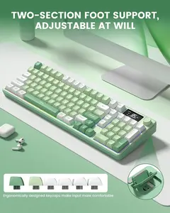 Womier DK98 PRO 98% Gaming Keyboard,Wireless Membrane Creamy Keyboard with Media Knob & Screen Cute Keyboard Mechanical Feeling with Number Pad RGB Backlit Tri-Mode BT/2.4GHz/USB-C