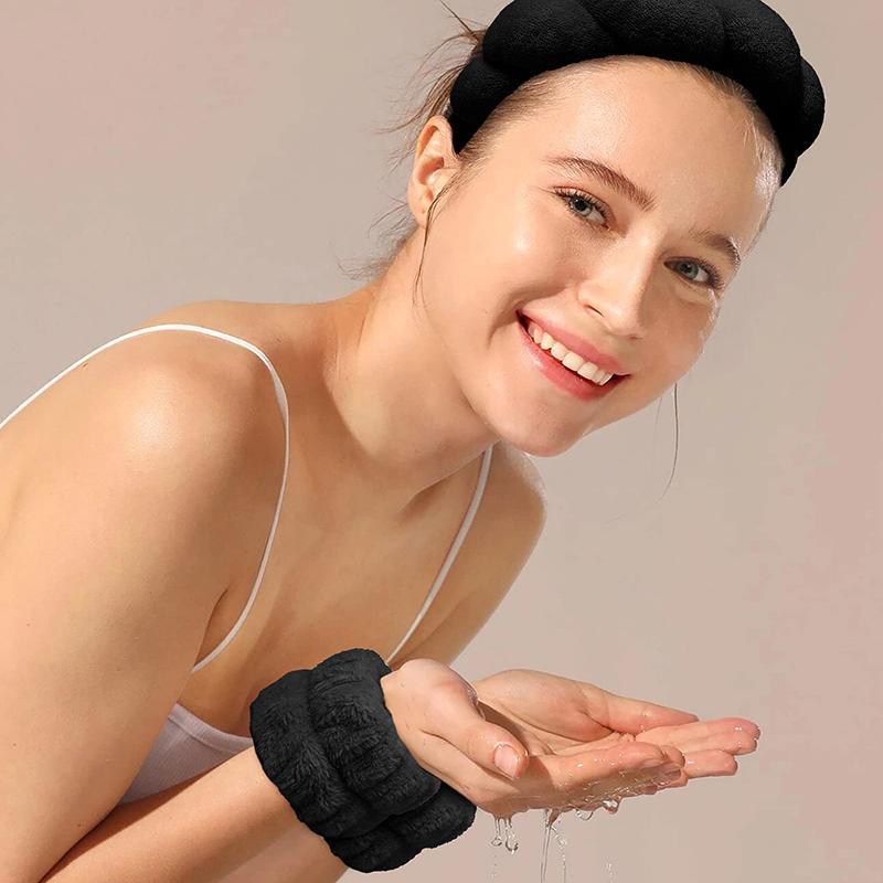 AWAYTR 4Pcs/Set Wash Face Wristband Hair Scrunchie Headbands Set Waterproof Spa Bathroom Accessories for Women Girls AWAYTR 4Pcs/Set Wash Face Wristband Hair Scrunchie Headbands Set Waterproof Spa Bathroom Accessories for Women Girls