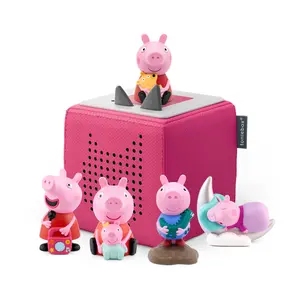 Pink Toniebox 1 Peppa Pig Bundle with 5 Peppa Pig Tonie Figurines | Includes Charging Dock