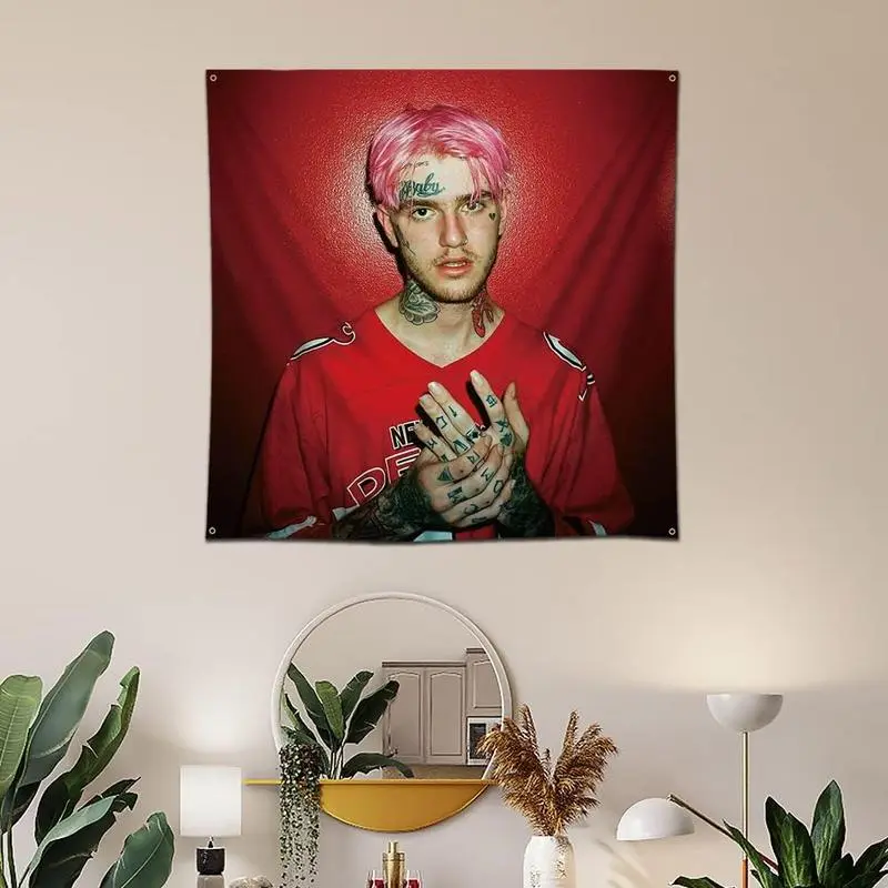 Eksent Flag Art Music Album Poster Hanging Tapestry Banner Flag ,Lil Peep tapestry ,indoor outdoor banner/tapestry room decor/art print/bedroom living room party decor/large wall tapestry/home decor tapestry/bedroom wall decor for Men Decor