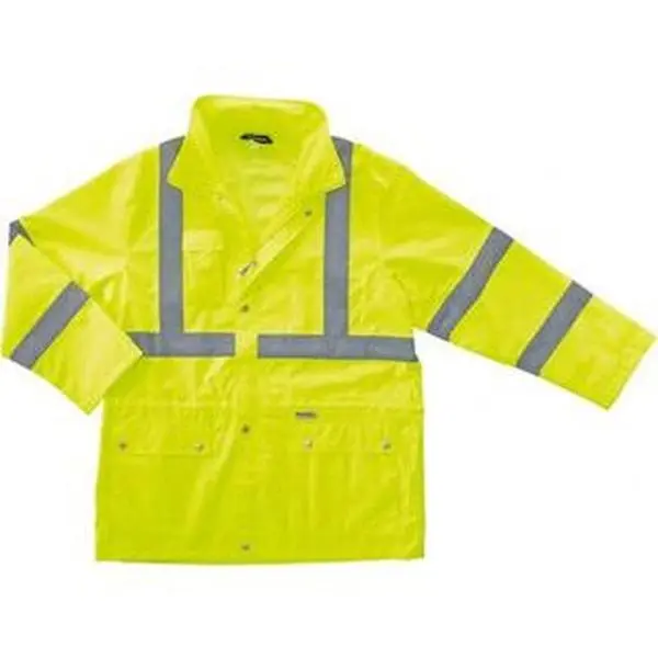 Ergodyne 5XL Lime Long Sleeve High Visibility Cold Weather Work Jacket - Polyester Fabric, Zipper & Snaps Closure, 3 Pockets, ANSI 24329 Safety Gear for Home Improvement Tasks