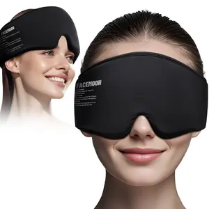 Black Cold Compress Eye Mask - Contoured Gel Mask for Puffiness & Dark Circles - Reusable Chill Mask for Office & Nap