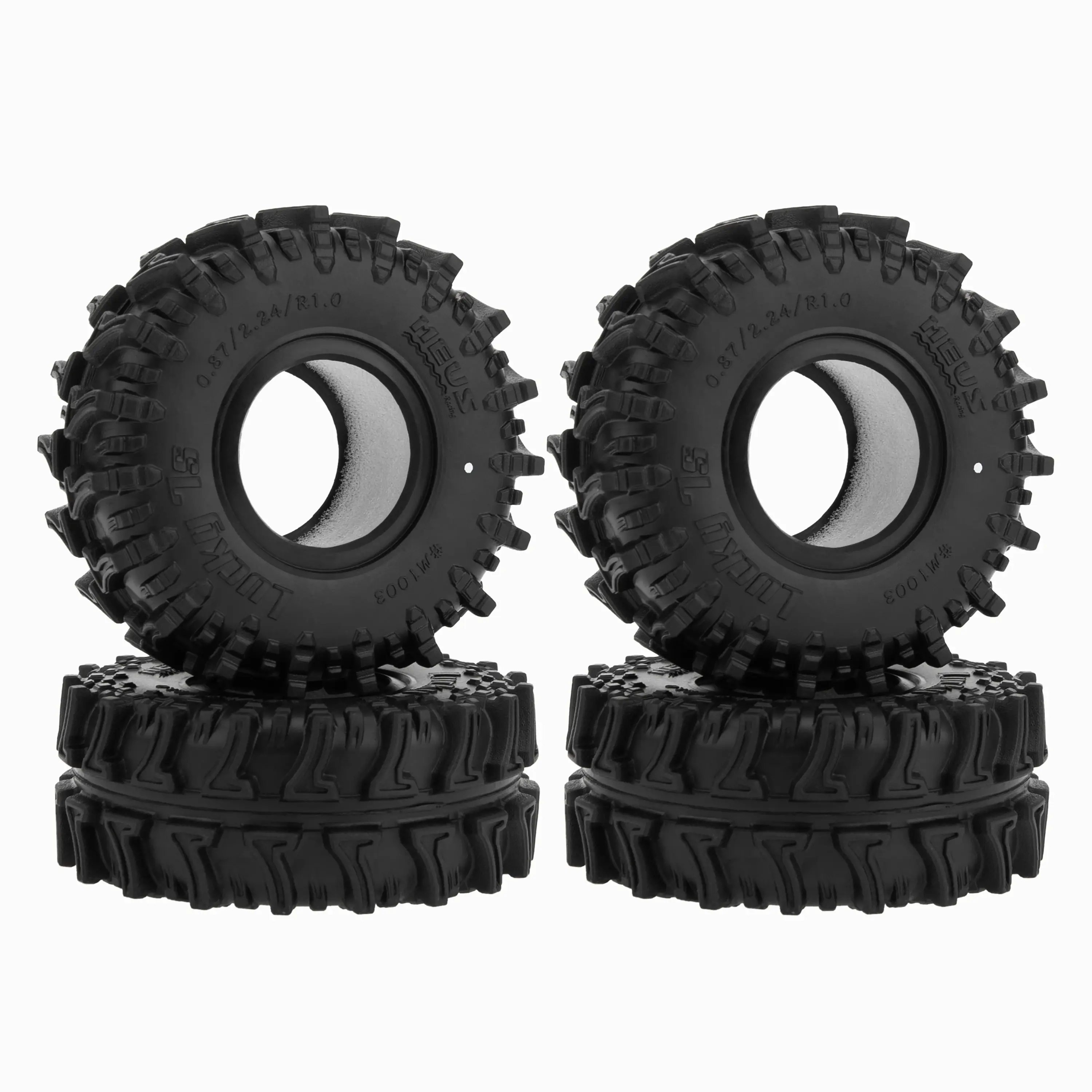 MEUS RACING 1.3 Beadlock Mud Trail Wheel Tires - MS6 Vipers Crawler Tires, MS6 Rubber, Large-Spaced Patterns, Good Grip on Mud/Rocks, 0.91/2.52/R1.3, Compatible with TRX4M, SCX24, FCX24, AX24 1/24 1/18 RC Crawlers, JLU Deadbolt, #M1303, B17
