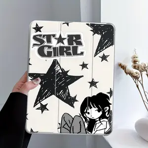 Star Girl Pattern Tablet Case, Auto Wake/Sleep Tablet Protective Cover with Pencil Holder,Suitable for Ipad mini pro air Tablet Accessories Compatible with iPad