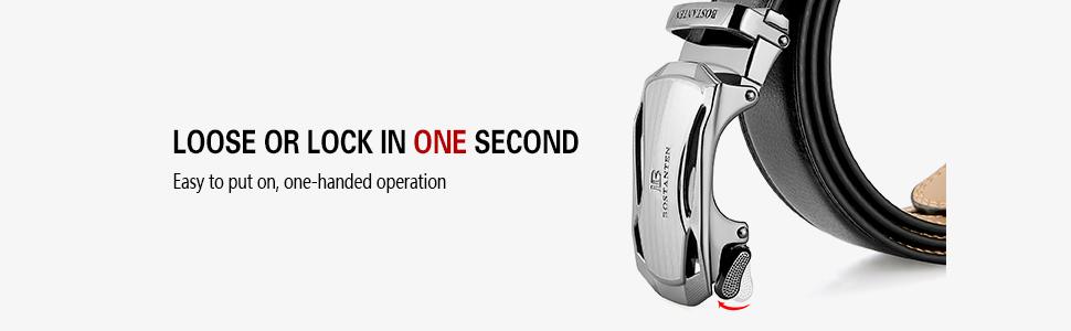 BOSTANTEN Leather Mens Belt Easy Release Ratchet Belt For Men Dress and Casual with Adjustable Buckle, Trim to Fit Textured Fathers Gift