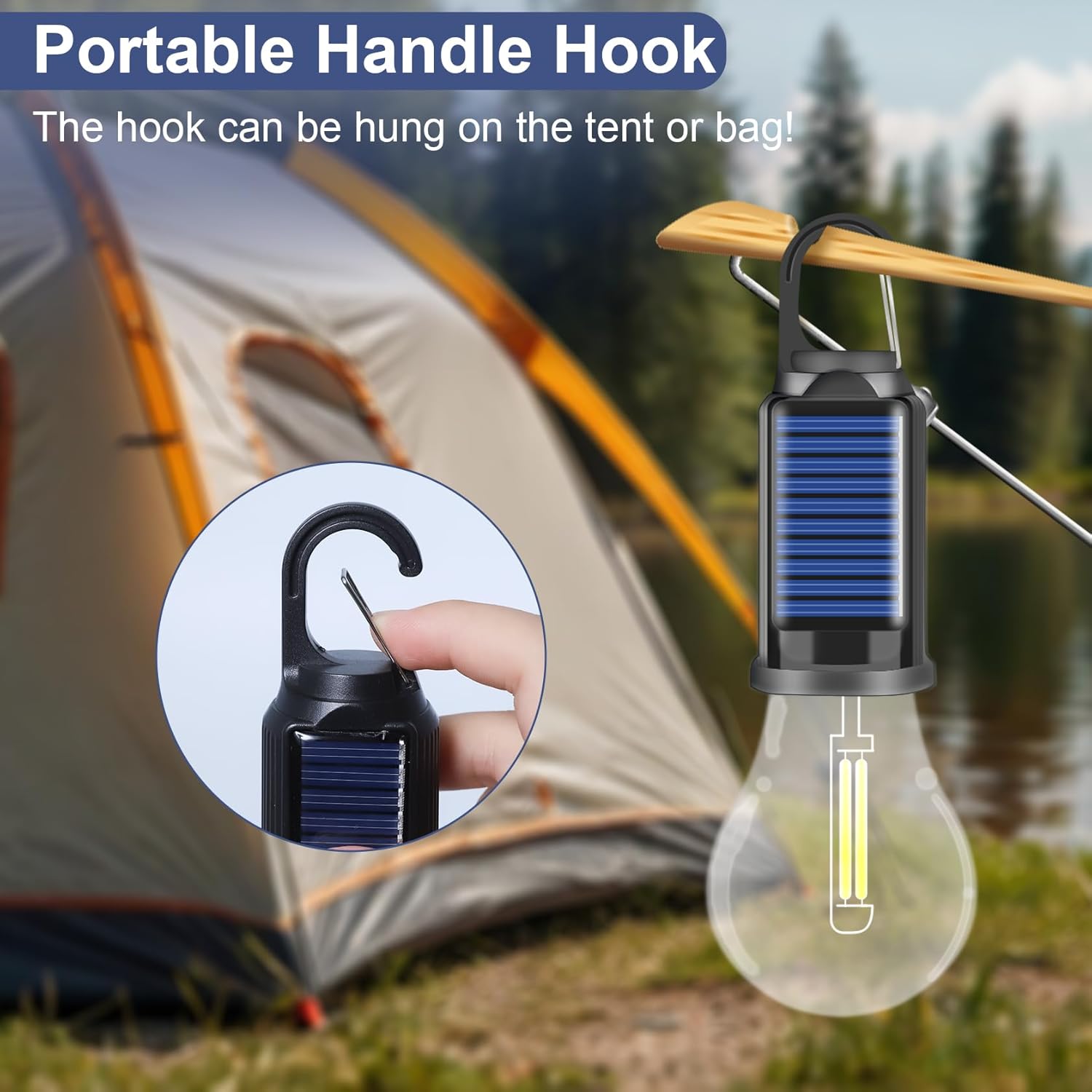 1/2/4 PCS Rechargeable Solar LED Light Bulbs with Waterproof Clip Hook, Solar Outdoor Lights, Portable Camping Gear for Hiking & Emergency Use 1/2/4 PCS Rechargeable Solar LED Light Bulbs with Waterproof Clip Hook, Solar Outdoor Lights, Portable Camping Gear for Hiking & Emergency Use