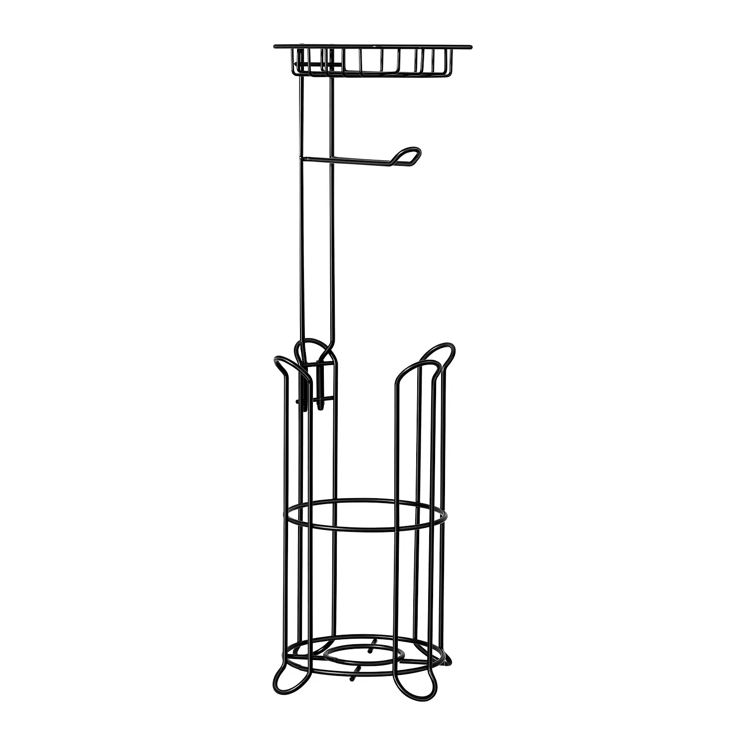 【SummerFinds】VEVOR Freestanding Toilet Paper Holder - 3-in-1 Design Premium Metal Bathroom Necessities with Shelf, Rust-Resistant, 4 Mega Roll Large Space Storage, Elevated Base, Matte Black (Fits Phone + Tissues), Toilet Paper Organizer, Durable