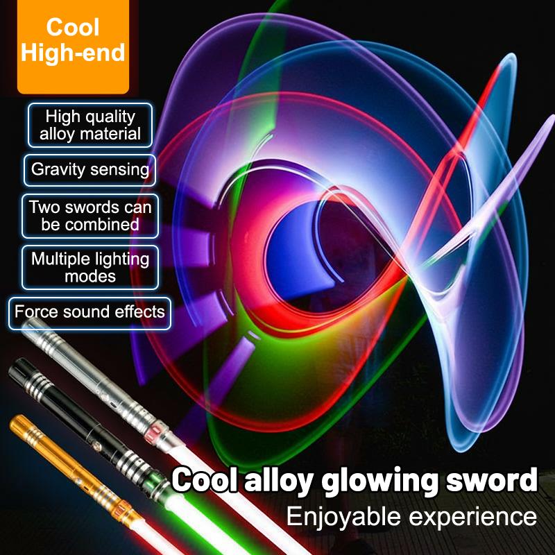 Interstellar Alloy Lightsaber 2-in-1 Connectable Double-Bladed with 16 RGB Colors Gravity Sensing Sound Effects Premium Metal Handle Rechargeable Dueling Toy Sword