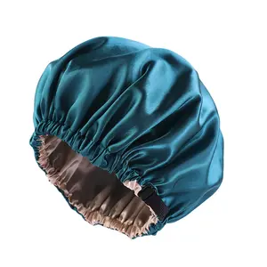 Women Adjustable Satin Bonnet Double Layer Hair Bonnet for Sleeping Bonnets for Women Hats Curly Natural Hair, Navy Blue