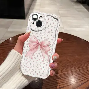 [Shockproof Phone Case] Shockproof, Anti-Fingerprint Elegant Bow Wave Pattern Soft Phone Case, Sweatproof, Wear-Resistant, Non-Fading, for iPhone11/12/13/14/15/16/17 Pro Max Pro Plus for iPhone 13