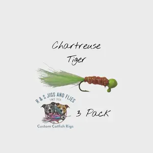Chartreuse Tiger Crappie Jig (Pack of 3, 1/32 ounce jig)