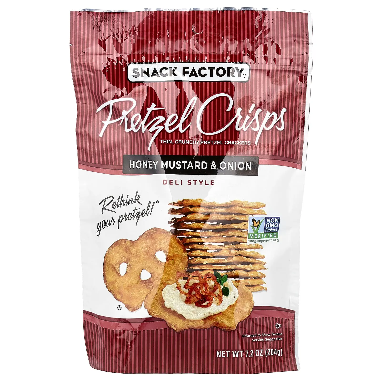 Snack Factory Pretzel Crisps, Honey Mustard & Onion, Deli Style , 7.2 oz (204 g)