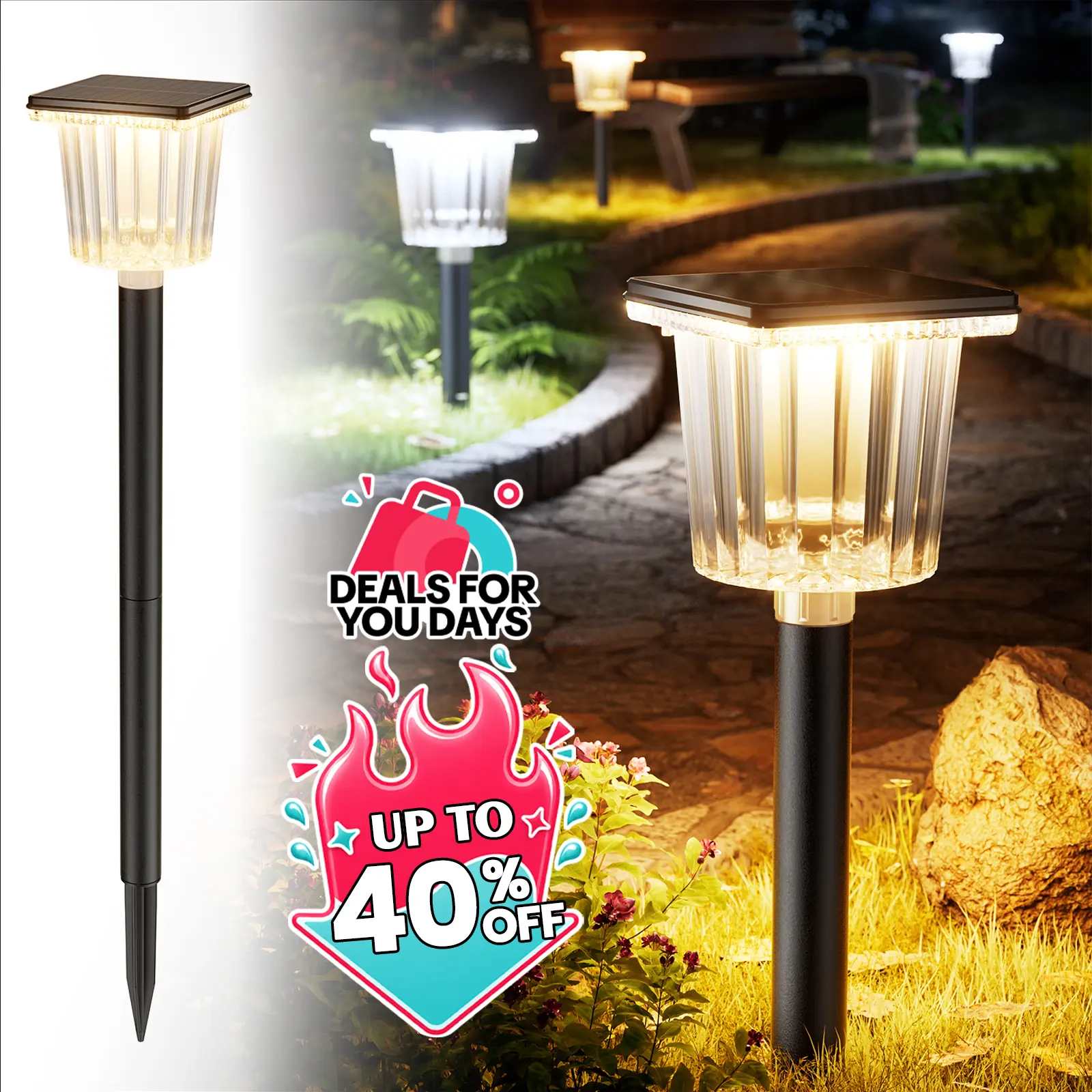 Solar Outdoor Lights,SumAmbient Garden Lights, Solar Pathway Lights Outdoor, Aesthetic,Warm & Cool Lighting, Super Bright, IP65 Waterproof, Auto On/Off Garden Lights for Yard, Driveway, Pathway, Patio,easiestgardenmakeover,summergarden