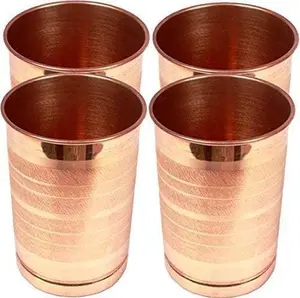 Pure Copper Glass for Drinking Water | Tumbler Set Of 4| Copper Cup Set for Ayurveda Health Benefits (11.8 Oz approx) Stylish Drinkware