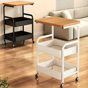 3-Tier Heavy-Duty Metal Rolling Kitchen Cart with 3-Tier Shelves, Mobile Storage Cart Suitable for Small Spaces, Assembly, Space-Saving for Pantry