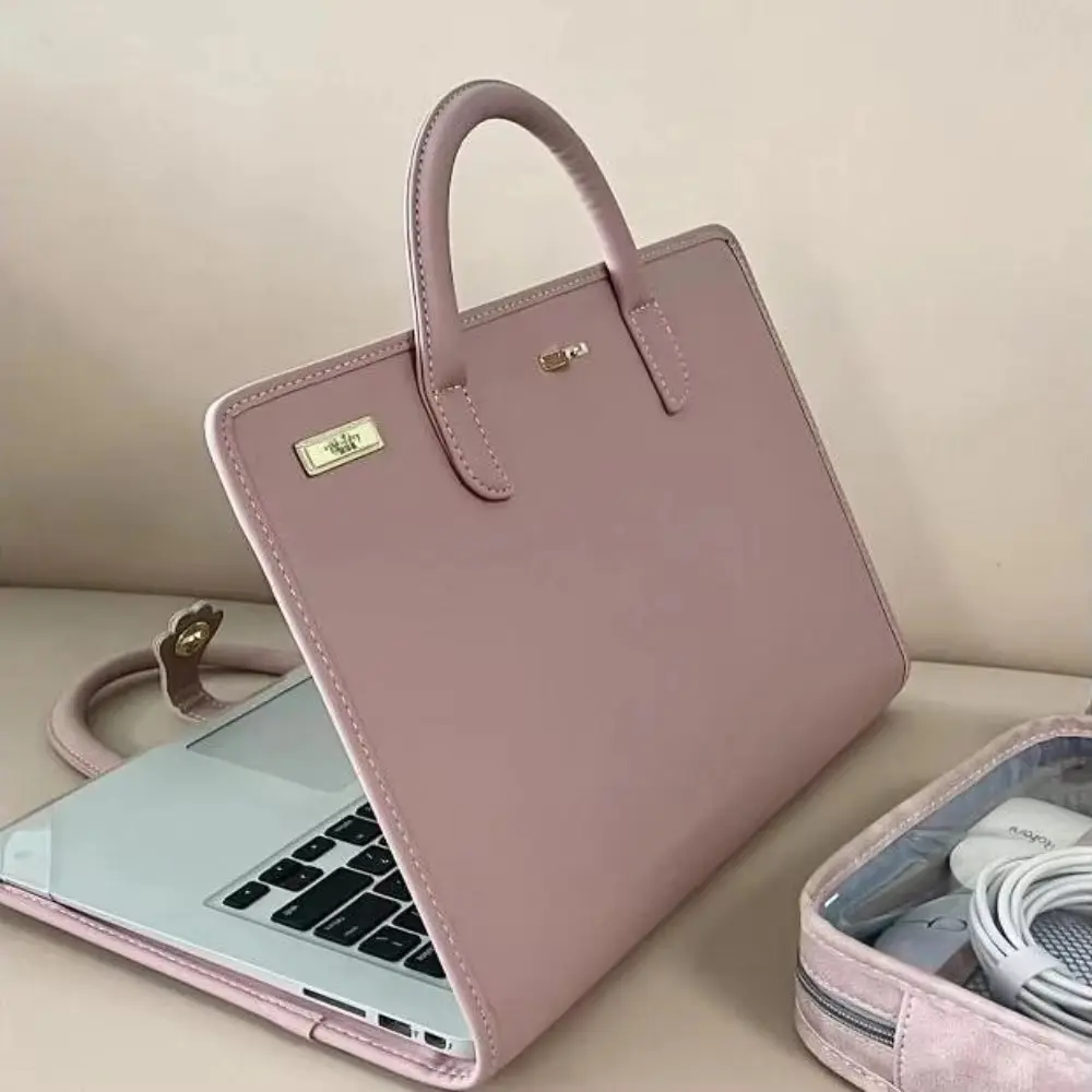 Minimalist laptop business bag stylish PU laptop protective case breathable top handle shoulder bag laptop accessory