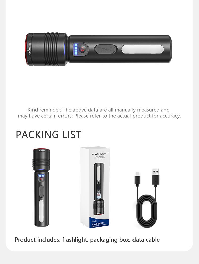 High Lumens LED Tactical Flashlight – 4 Light Modes, Zoomable, Waterproof, Rechargeable, Batteries Included – Perfect for Outdoor, Camping, and Emergency