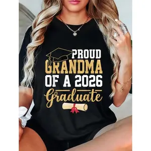 100% Cotton Proud Grandma of A 2026 Graduate Senior Class of 2026 Grad T-Shirt