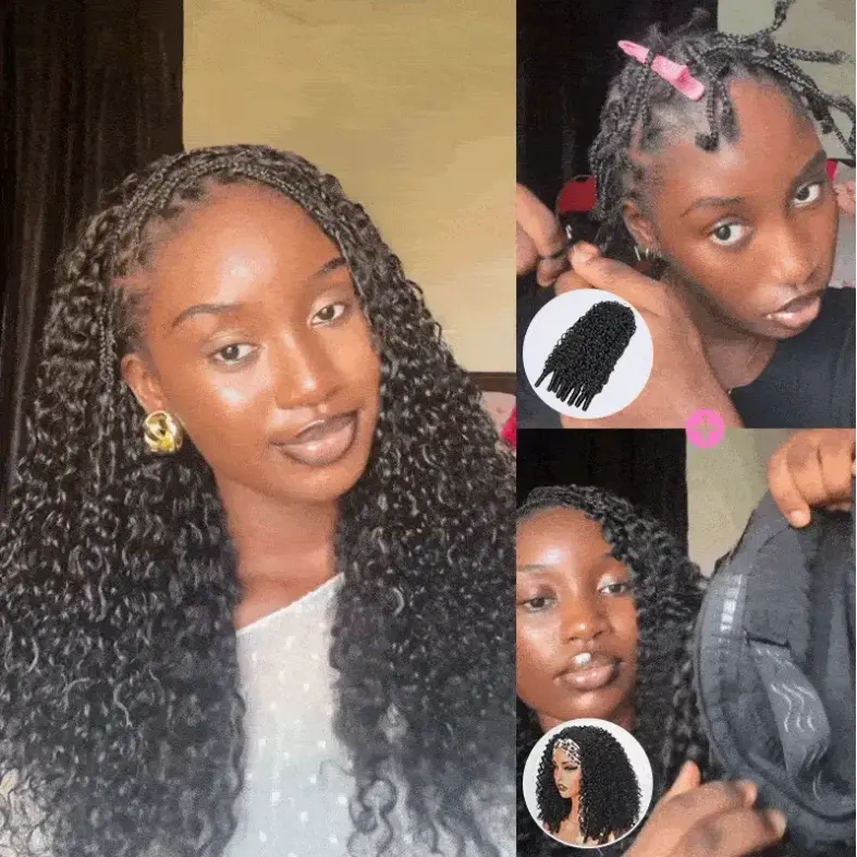 QVR Miracle Knots X Half Wig Hack Seamless Miracle Braids Human Hair Crochet Weave Hair Extension