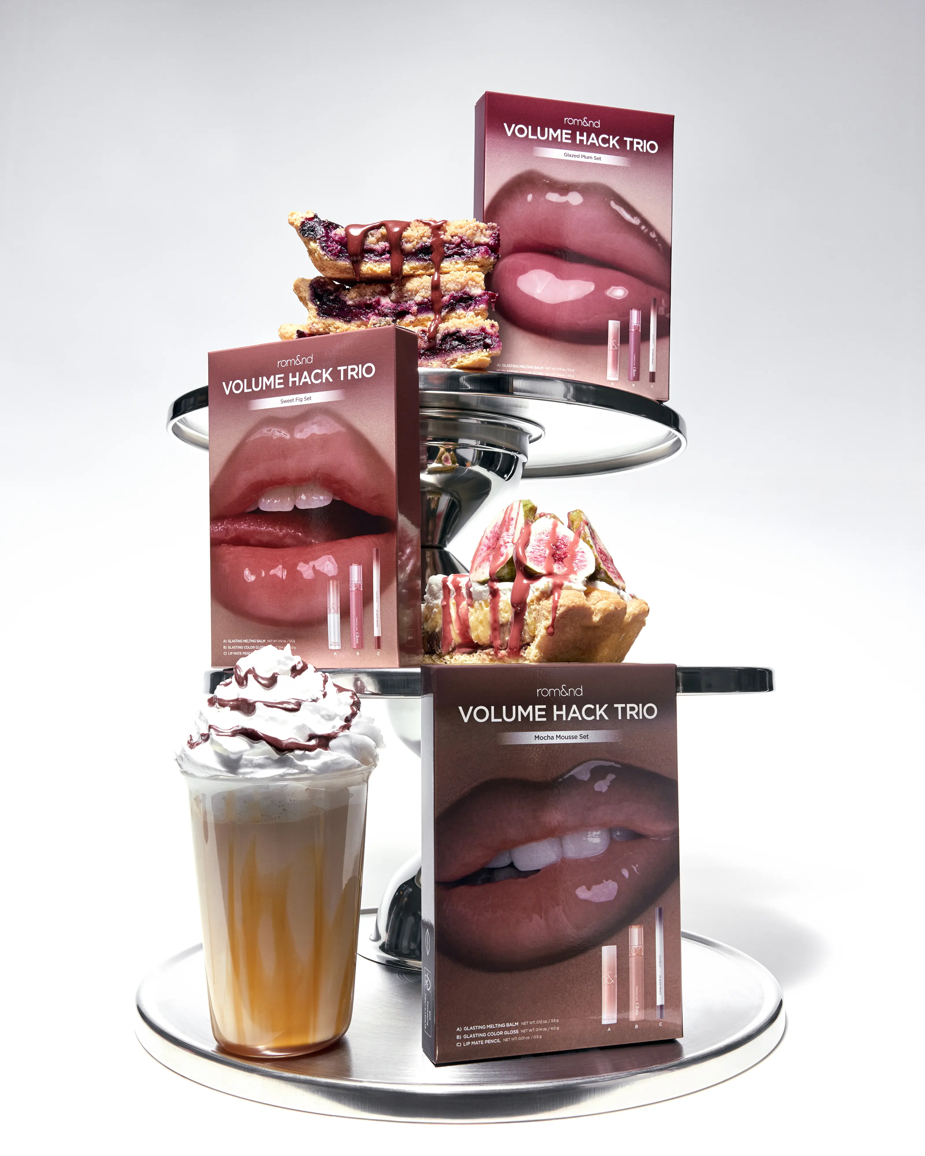 [Instant 3D Lip Volume] rom&nd Lip Volume Hack Trio – Fuller Overlined Lips in 3 Easy Steps, Lip Pencil + Melting Balm + Color Gloss