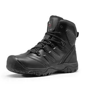 NORTIV8 Men's Waterproof Steel Toe Cap Work Boots Black Boots for Men and work boots for men Footwear Boy Tactical Shoes Closed Walking Shoes Worker Bota steel toe shoes non slip work shoes