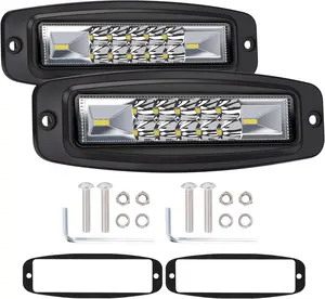 Flush Mount LED Pods, 2PCS 7inch 12,000LM CREE LED Driving Lights Combo Beam Reverse Backup Light Flush Light Bar Off Road Lights Work Light for Truck Pickup UTV ATV SUV Boat 4x4 Car