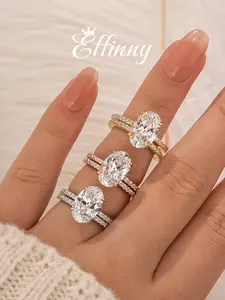 Effinny 3.5ct Classic Oval Cut Wedding Ring Set in S925 Sterling Silver, 5A Grade Cubic Zirconia Women's Promise Ring, Anniversary Ring Outdoorfun