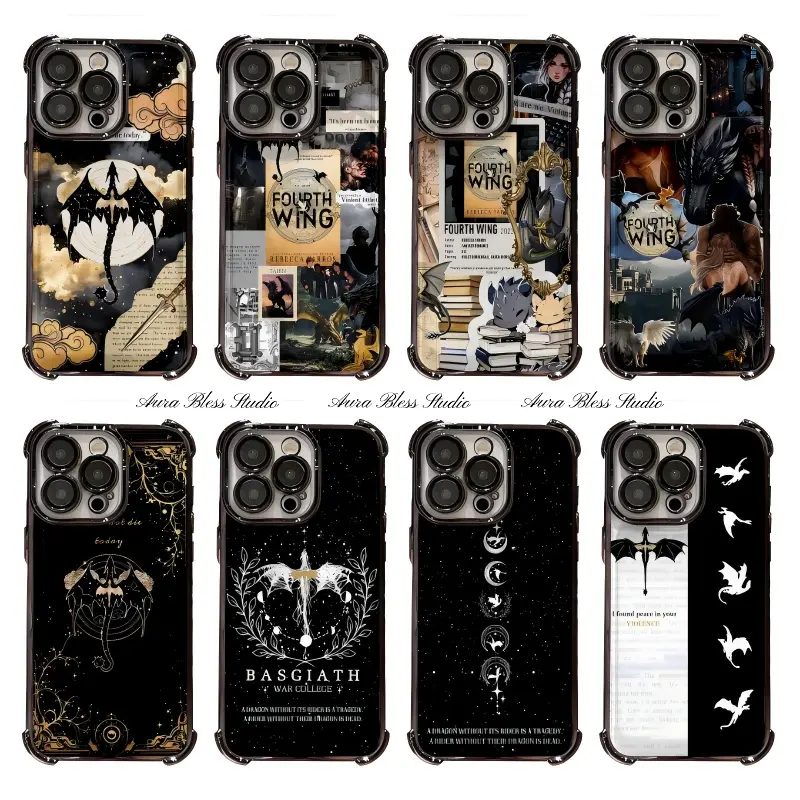 Hot Classic Novel Fourth Wing Phone Cases For iPhone 17 Promax Air 16 15 14 Pro Max Plus 13 12 11 Black Transparent Electroplate TPU Shockproof Protective Cover Gifts For Birthday Valentine Christmas Thanksgiving Halloween