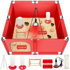 Chicks Brooder Box for Chicken Starter Kit Includes Timing Heat Lamp, Sawdust, Chick Feeder and Waterer Set Poultry Brooder with Heat Lamp for Baby Chicks, Ducks, Quail Birds