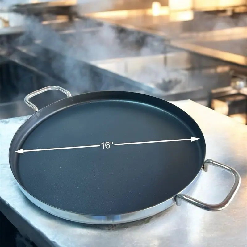 Comal grueso (16”in.) Teflon antiaderente acero inoxidable Comal grueso (16”in.) Teflon antiaderente acero inoxidable