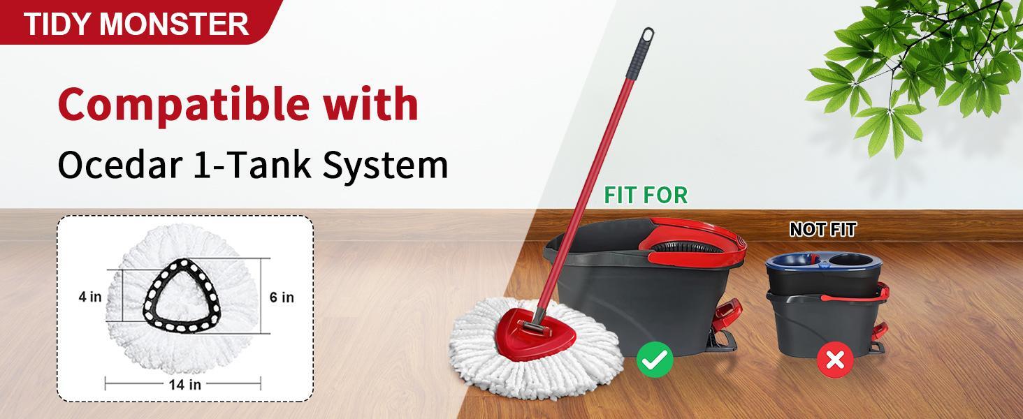 For O-Cedar EasyWring 1 Tank  System Spin Chenille Mop Replacement Heads Set Mop Heads Refills Versatile Floor Cleaning for ocedar Machine Washable