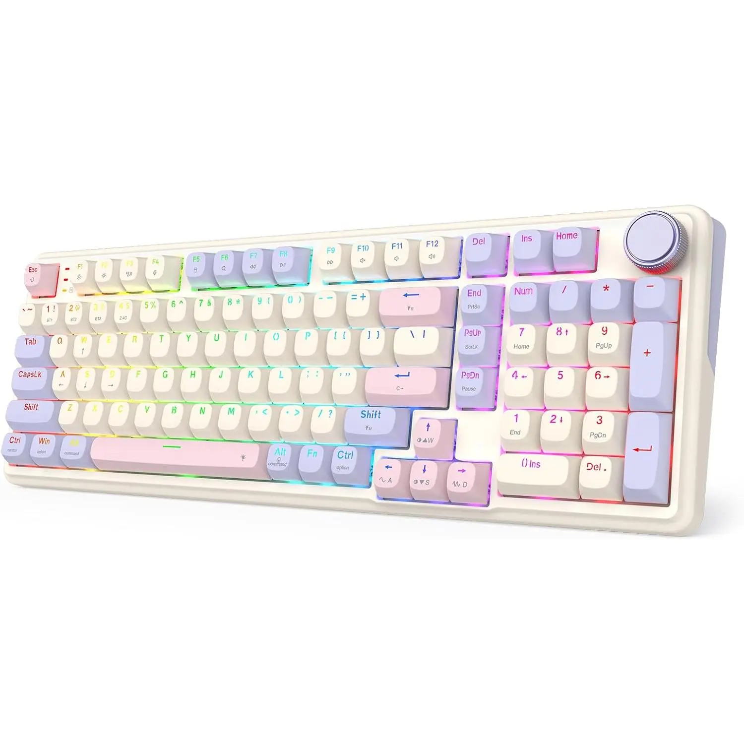 Redragon K768 PRO 100 Keys Wireless Gasket RGB Gaming Keyboard, Massive 8000 mAh PBT Mechanical Keyboard w/Hot-Swap Socket, Dedicated Knob Control & 5-Layer Noise Dampening, Custom Yolk Linear Switch,back to school,back to school haul